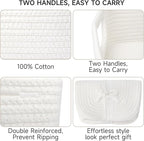 3-Pack Storage Baskets for Organizing | Woven Shelf Toy Basket | Rope Baskets for Gifts Empty | Closet Organizer Bins with Handles | Cube Decorative Box | 13.7×7.1×6.7” | White