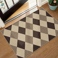2x3 Diamond Front Door Rug Indoor Entrance - Easy Jute Door Rugs for Entryway, Doorway, Kitchen, Mudroom, Non Slip with Rubber Backing Fall Beige Black Décor