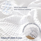 PHF 100% Cotton Muslin Blanket Queen Size 90"x90", 4-Layer Lightweight Gauze Throw, Breathable Cloud-Soft Minimalist Blanket for Bed, Couch, Camping & Baby, White, Ideal Gift