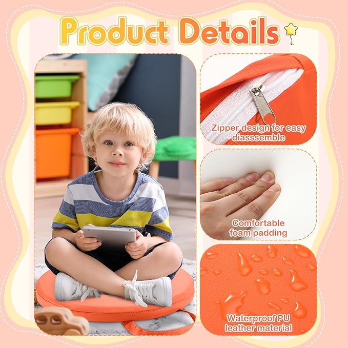 Suzile 12 Pcs 12 Inch Round Floor Cushions for Kids and Toddlers Flexible Seating Classroom Floor Pillow with Handles for Classroom Daycare Preschool Yoga Meditation