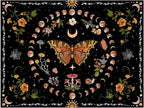 Aipon Orange Butterfly Moon Flower Tapestry Botanical Floral Plant Boho Tapestry for Bedroom Aesthetic Vintage Tapestries Wall Hanging for Living Room Dorm (68.00'' × 90.00'', Orange)
