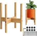 ALIGADO 2 Pack Bamboo Plant Stands Indoor, for Up to 12 Inch Pots, Built to Fit Corners, Sturdy & Stable Design, Natural Wood Color