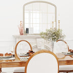 36''x36'' Wooden Wide Arched Mirrors for Wall with Window Girds, Large Farmhouse Decorative Mirror for Living Room, Entryway, Hallway, Fireplace, Bathroom