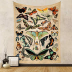 Vintage Butterfly Tapestry 48” x 36”, Long Vertical Wall Hanging Reference Illustrative Papillons Tapestries for Bedroom Aesthetic Butterfly Tapistry Cute Vertical Tapestry Wall Hanging Bedroom Decor