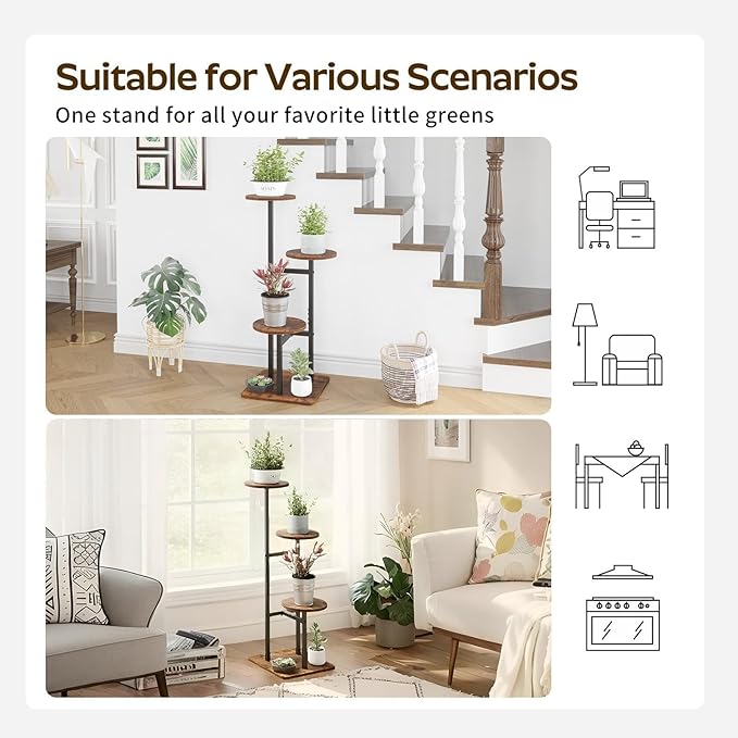 3 Tier Plant Stand Indoor, Tiered Plant Stands for Indoor Plants Multiple, Corner Flower Stand for Living Room, Multi-Layer Vintage Design Plant Shelf