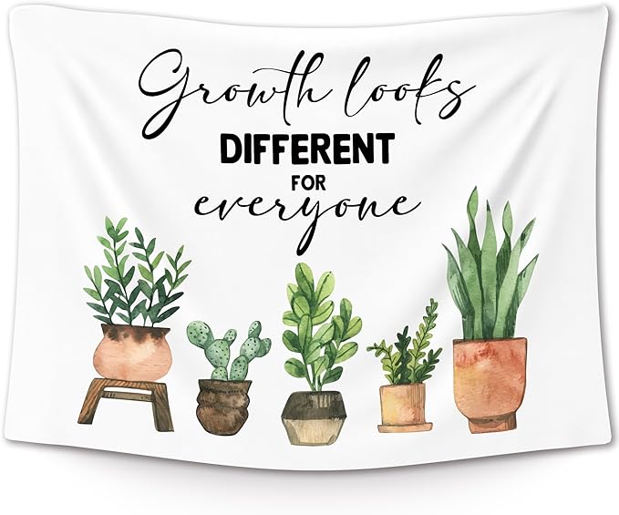 XLDLIOO Mental Health Wall Tapestry, Growth Looks Different for Everyone Inspirational Wall Tapestry Hanging for Classroom, Motivational Tapestries Decor Art for Therapy Counselor Office 40x30in