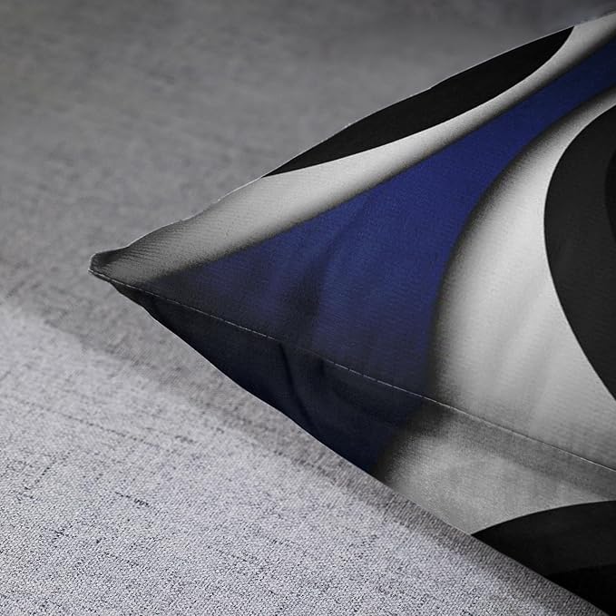 Emvency Set of 4 Dark Blue Throw Pillow Covers Modern Abstract Black Grey Stripes Gray White Acrylic Bold Decorative Pillow Cases Home Decor Square 18x18 Inches Pillowcases