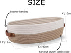2 Pack Cotton Rope Bathroom Decor Basket,Toilet Paper Holder Basket,Farmhouse Home Decor Organizing Baskets 13"x5.9"x4" Brown Stitching White
