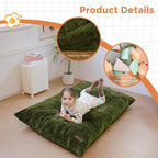 MAXYOYO 3 in 1 Kids Bean Bag Chair Bed, Child Floor Sofa for Gaming, Reading, Faux Fur Floor Mattress with High-Density Foam Filling for Living Room Bedroom
