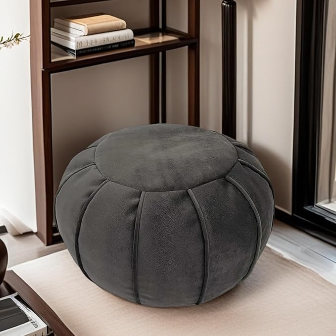 Louis Donné Unstuffed Flannel Fabric Ottoman Pouf Cover Footstool Pouffe Cover Replacement Outdoor Upholstered Foot Rest Storage Solution for Kids Pet Christmas Living Room Home Decor ONLY Cover