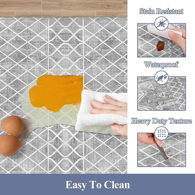 HEBE Anti Fatigue Kitchen Mat Set of 2 Non Slip Cushioned Kitchen Mats for Floor Waterproof Farmhouse Kitchen Rugs and Mats Set Comfort Standing Desk Mat Carpet for Sink,Office,Laundry