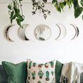 MAXROCK Moon Phase Mirror Set, 5 Piece Scandinavian Natural Decor Wall Decorative Home Decor Bohemian Moon Mirror for Living Room Bedroom, Acrylic Mirror, Not Real Mirror