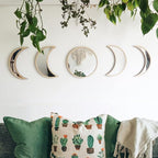 MAXROCK Moon Phase Mirror Set, 5 Piece Scandinavian Natural Decor Wall Decorative Home Decor Bohemian Moon Mirror for Living Room Bedroom, Acrylic Mirror, Not Real Mirror