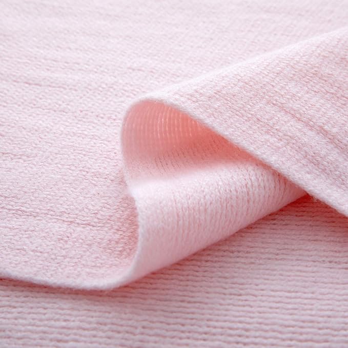 Vonty Pink Knitted Blanket with Tassels Fringe 50" x 60", Super Soft Knit Throw Blanket, Farmhouse Decorative Lightweight Blanket for Couch, Sofa, Bed