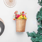 Wall Hanging Basket, Woven Wicker Plant Basket for Door Porch Garden Farmhouse Kitchen