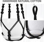 Macrame Plant Hanger - Fits 4 to 15 inches Pots for Indoor Outdoor, 43"/35"/29" Different Sizes Set, Black (POTS NOT Included)
