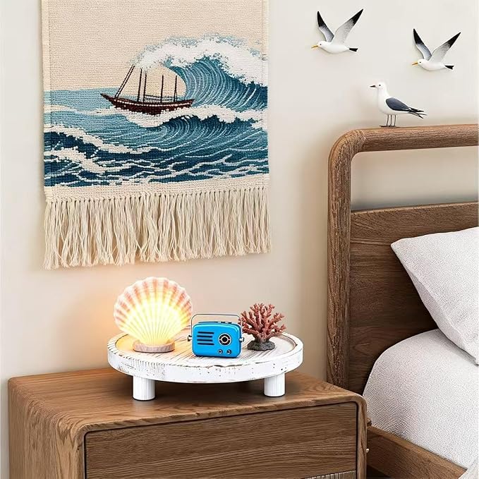 3PCS Wooden Display Stand， Rustic Whitewashed Wood Risers for Home Decor - Decorative Stackable Shelf for Plants, Candles, Books - Farmhouse Pedestal Stand (6” 8” 10”) (White coloe)