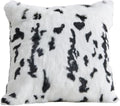 MOOX Rabbit Fur Throw Pillow Covers Decorative Fluffy Soft Fuzzy Plush Luxury Genuine Animal Skin Lumbar Pillow 18"x18" Cushion Cover, Cow Print