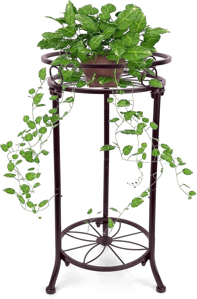 2 Tiers Plant Stand Indoor Outdoor, 20.3'' Metal Tall Potted Plant Flower Stands,Heavy Duty Rustproof Corner Display Rack, Flower Pot Shelf Planter Holder Decor for Home Garden Office-Bronze