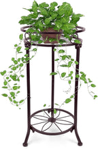 2 Tiers Plant Stand Indoor Outdoor, 20.3'' Metal Tall Potted Plant Flower Stands,Heavy Duty Rustproof Corner Display Rack, Flower Pot Shelf Planter Holder Decor for Home Garden Office-Bronze