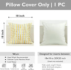 Boho Chenille Striped Pillow Cover 18x18 Inch, Decorative Pillow Cover for Couch Bed Sofa Living Room Bedroom Farmhouse Modern Home Decor Accent Pillowcases Set of 1, Yellow White