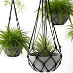 2 Pack Macrame Hanging Planters - Stylish Plant Hangers Crochet Boho Plant Holder Hanging Plant Basket for Up to 8 Inch Pots(Black, Without Patterns)