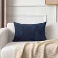 Kevin Textile 12x24 Inch Pillow Cover 1 Pack Boho Decorative Soft Striped Corduroy Lumbar Farmhouse Color Accent Rectangle Cushion Case for Living Room Couch Sofa Bed, Navy Blue