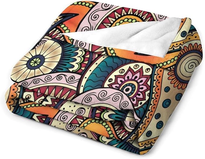 Indian Boho Throw Blanket Mandala Design Colorful Bohemian Floral Paisley Blanket for Sofa Bed Couch Chair Or Dorm 30"x40"