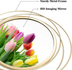 3 Set 9.5 Inch Gold Circle Mirrors Wall Decor Iron Frame Wire Mirror Metal Circular Mirror Home Decor Hanging Mirrors for Room/Bedroom/Bathroom/Entryway