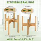 2 Pack Bamboo Plant Stands, Adjustable Plant Stand Indoor, Mid Century Modern Plant Stand, Plant Holder for Living Room, Balcony Fits 8 to 12 Inches Pots (Beige)