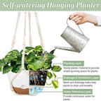 Mkono Set of 3-10 Inch Hanging Planters for Indoor Plants with Self Watering, Outdoor Hanging Plant Pot with Macrame Plant Hangers, 2 Kinds Hanging Basket for Garden Home Ceiling Window Decor