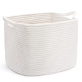 ABenkle Cotton Rope Storage Basket, Decorative Organizer with Handles, Rectangle Baby Nursery Baskets for Shelves Closet, 13.5x11x9.5-Inches, White