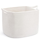 ABenkle Cotton Rope Storage Basket, Decorative Organizer with Handles, Rectangle Baby Nursery Baskets for Shelves Closet, 13.5x11x9.5-Inches, White