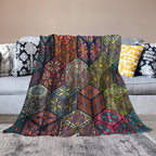 Hippie Bohemian Mandala Throw Blanket Indian Flower Floral Texture Print Blanket for Sofa Bed Couch Chair Or Dorm 50"x60"