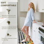 Sunflower Rugs for Kitchen Floor, Anti Fatigue Mats for Kitchen Floor Non Slip, 2PCS Rubber Kitchen Mat, Farmhouse Washable Cushioned Carpet Rug for Sink Laundry 5.7"×27.5" +15.7"×47" Black and White