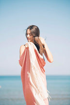 Bazaar Anatolia Turkish Beach Towel 100% Cotton Bath Towels 71x39 Quick Dry Sand Free Lightweight Large Oversized Herringbone Red