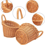 6 Pack 6.3 x 5 inch Woven Hanging Fruit Basket, Wall Hanging Wicker Baskets, Wall fruit Wicker Basket for Kitchen, Planter, Vegetable & Fruit, Boho Home Decor