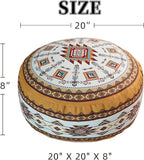 Unstuffed Pouf Cover Ottoman Footrest Bohemian Chenille Foot Stool Floor Bean Bag 20x8 Inches for Living Room Bedroom Home Decor (Mustard Yellow, Round)