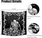 Wonrizon The Kissing Lovers Skull Tapestry,Black and White Romantic Constellation Skeleton Tapestries Wall Hanging decor for Living Room Bedroom (59.1”x 59.1”)
