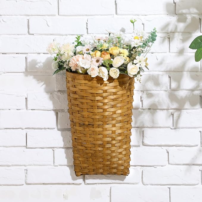 Domensi 15.5 x 10 x 7.5 Inch Front Door Basket Woven Wall Hanging Basket Hanging Storage Decor Farmhouse Decor Crafting DIY for Front Door(15.5 x 10 x 7.5 Inch,Classic Style)