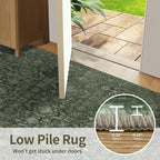 4x6 Rug for Living Room Bedroom, Green Washable Throw Rugs, Vintage Retro Boho Area Rugs, Non Slip & Low Pile Accent Throw Carpet for Indoor Dining Room, Kids Room and Office(Green 4x6ft)