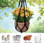 Macrame Plant Hangers 2 Pack Indoor Outdoor Hanging Planter Basket Handmade Rope Hanging Plant Holder for Indoor Outdoor Boho Home Decor 41 Inch, Black