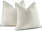 MIULEE Pack of 2 Cream Decorative Pillow Covers 24x24 Inch Soft Chenille Luxurious Couch Throw Pillows Farmhouse Cushion Covers Euro Shams with Elegant Design for Sofa Bedroom Spring Home Decor