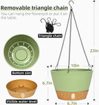 QCQHDU 2 Pack 10 Inch Hanging Planters for Indoor Outdoor Plants, Hanging Baskets Flower Pots with Reservoir Tray & Visible Water-Level