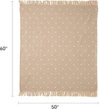 100% Cotton Boho Throw Blanket for Home Decor – Classic Farmhouse Quilt Bedding, Muslin Blankets for Adults, Vintage Woven Decorative Blanket for Couch, Bed Layering Use, Classic Dotted, 50"x60"