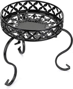 OwnMy Metal Round Plant Stand Indoor Outdoor Iron Flower Pot Holder, Heavy Duty Plant Stand Display Potted Rack for Home, Garden, Patio, Black
