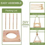 Hanging Plant Hanger for Small Flower Pots with Wood Base & Rope, Hanging Wood Plant Holder for Indoor Plants, Wall Ceiling Plants Hanger for Window Patio Deck Porch Living Room 1 Pack（Pot not included）