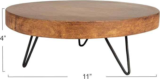Creative Co-Op Decorative Paulownia Wood Pedestal, Dark Brown