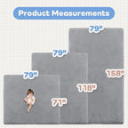 1.3" Thick Baby Floor Play Mat 71x79, Basic Padded Foam Mat for Tummy Time Crawling, Non Slip Cushioned for Babies Toddlers Infants Kids (Light Grey)