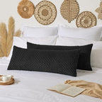 Kevin Textile 14x36 Inch Long Lumbar 1 Pack Boho Decorative Throw Pillow Cover Soft Striped Corduroy Rectangle Cushion Case Farmhouse Accent for Living Room Couch Sofa Bed, Black